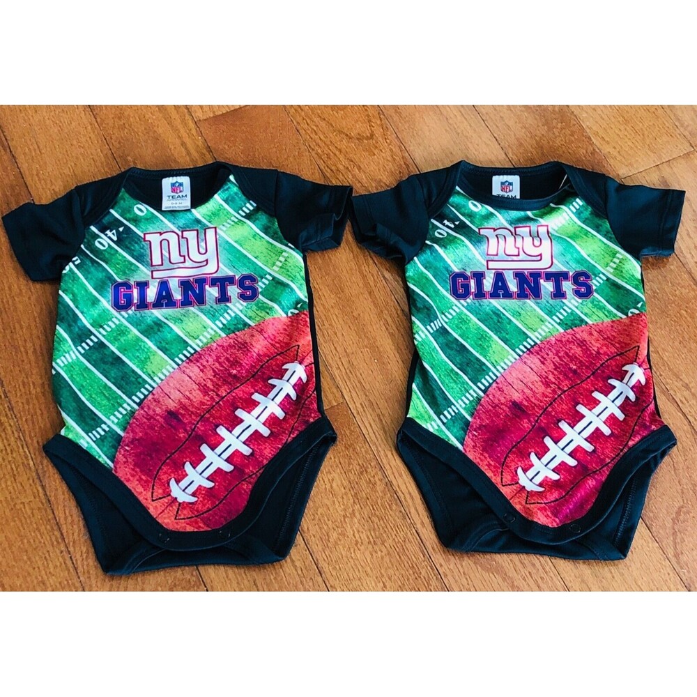 NFL Team NY Giants Boy Infant 0-3M One Piece Creeper Lot Of 2 Outfits